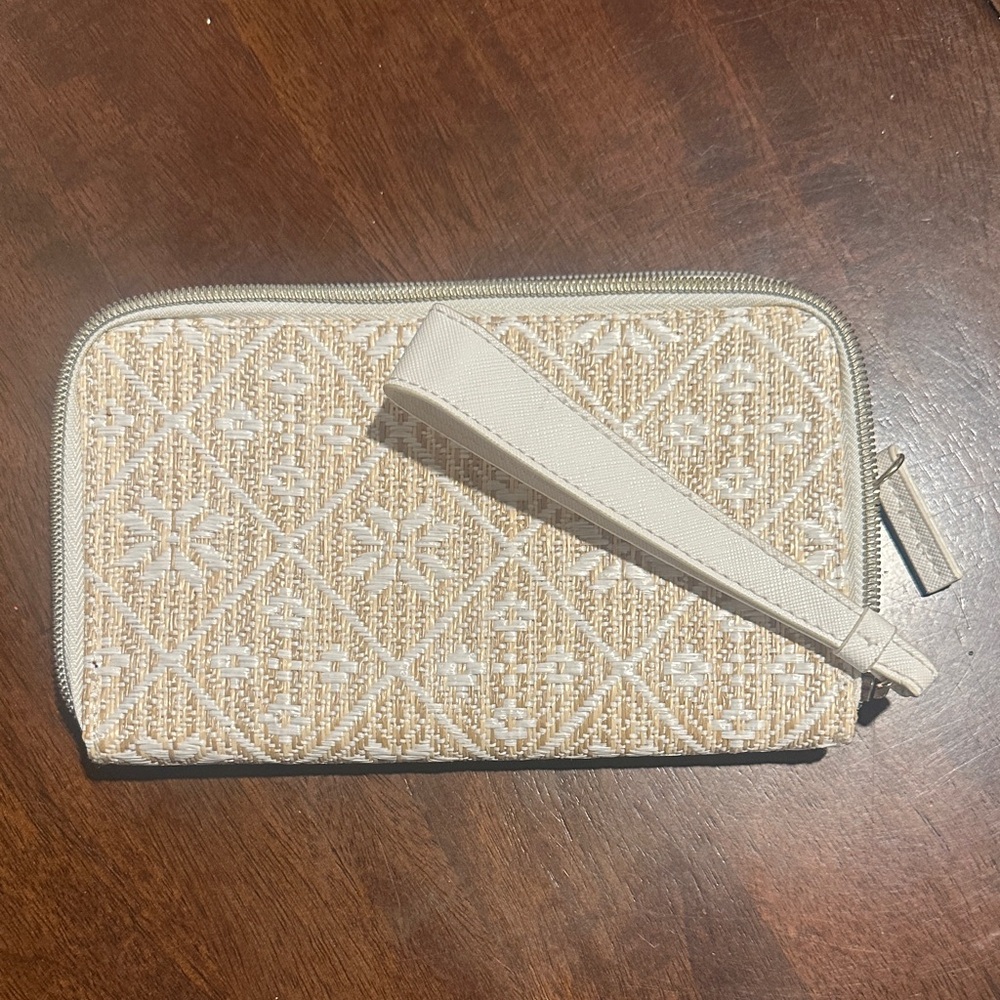 Woven Beige and White Wallet